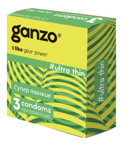Презервативы «Ganzo» Ultra Thin супер тонкие 3 штуки