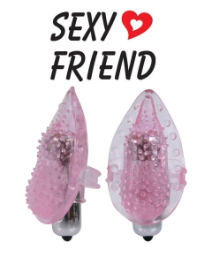 Стимулятор клитора - мини вибратор на палец "Sexy Friend" розовый, с шипиками