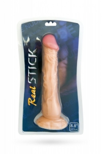Фаллоимитатор "Real Stick" Nude 22,5 см, реалистичный без мошонки, на присоске