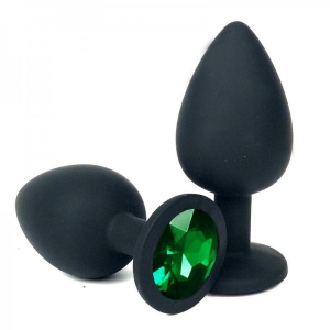Пробка "Ювелир" силиконовая, черная с зеленым кристаллом, размер М