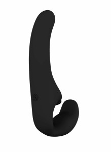 Анатомический гибкий страпон каркасного силикона сгибаемый "Lola" Natural Temptation черный 