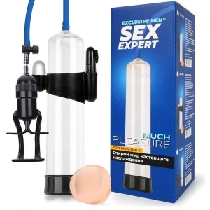 Помпа "Sex Expert" прозрачная с вибрацией и уплотнителем