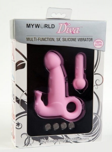 Маленькие розовый вибратор "Diva" на точку G и с клиторальным стимулятором