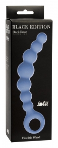 Упругая анальная цепочка "Black Edition" Flexible Wand, голубая