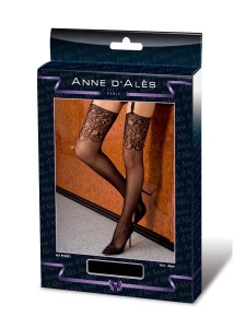 Черные чулки "Anne de Ales" с очень широкой ажурной резинкой