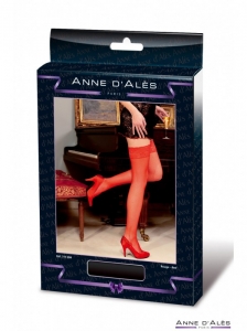 Соблазнительные красные чулочки "Anne de Ales" с широкой ажурной резинкой на силиконе