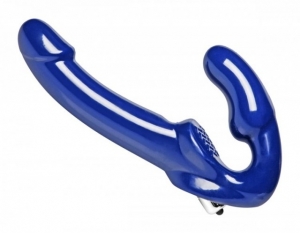 Женский страпон с вагинальным отростком "U Strap" синий 