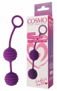 Вагинальные шарики "Cosmo" фиолетовые с ребрами