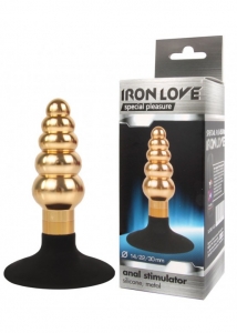 Пробка "Iron Love" чёрно-золотая, 5 звеньев, силиконово-металлическая, на присоске