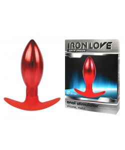 Красная силиконово-металлическая пробка "Iron Love" для ношения