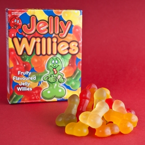 Желейные эротические конфеты в форме члена "Jelly Willies" разноцветные.