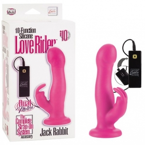 Вибратор "Love rider" розовый с клиторальным стимулятором и пультом