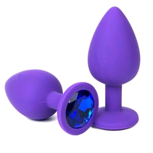 Пробка "Ювелир" силиконовая, фиолетовая с синим кристаллом, размер L