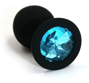 Пробка "Ювелир" силиконовая, черная с голубым кристаллом размер М