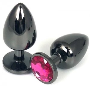 Пробка "Ювелир" металлическая, черная с розовым кристаллом, размер М