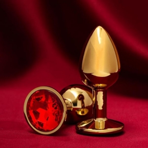 Пробка "Ювелир" металлическая, золотая с красным кристаллом размер s