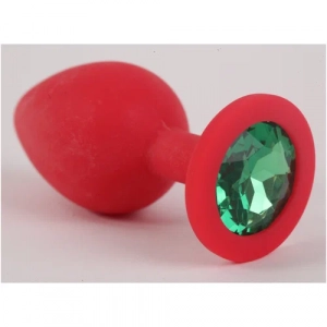 Пробка "Ювелир" силиконовая красная с зеленым кристаллом М