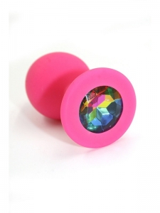Пробка "Ювелир" силиконовая розовая с цветным кристаллом S