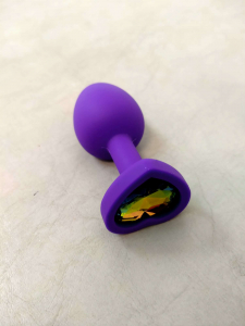 Пробка "Ювелир" силикон фиолетовая с разноцветным кристаллом, S