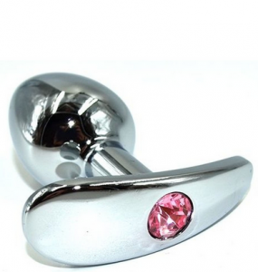 Пробка "Ювелир" для ношения металл со светло розовым кристаллом