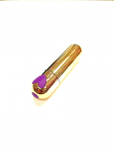 Мощная классическая вибропуля золотого цвета на USB зарядке