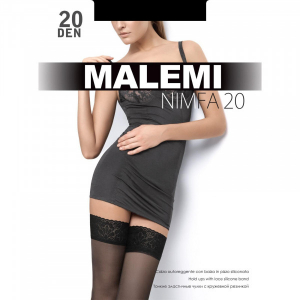 Чулки "Malemi" черные с кружевной резинкой 3-4 M\L 20den
