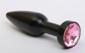 Пробка "Sex4Dreams" металлическая, черная с розовым кристаллом