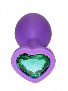 Пробка "Ювелир" фиолетовая силиконовая, зеленый кристалл размер М