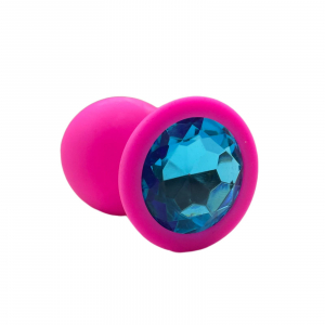 Пробка "Ювелир" розовая силиконовая, голубой кристалл размер L